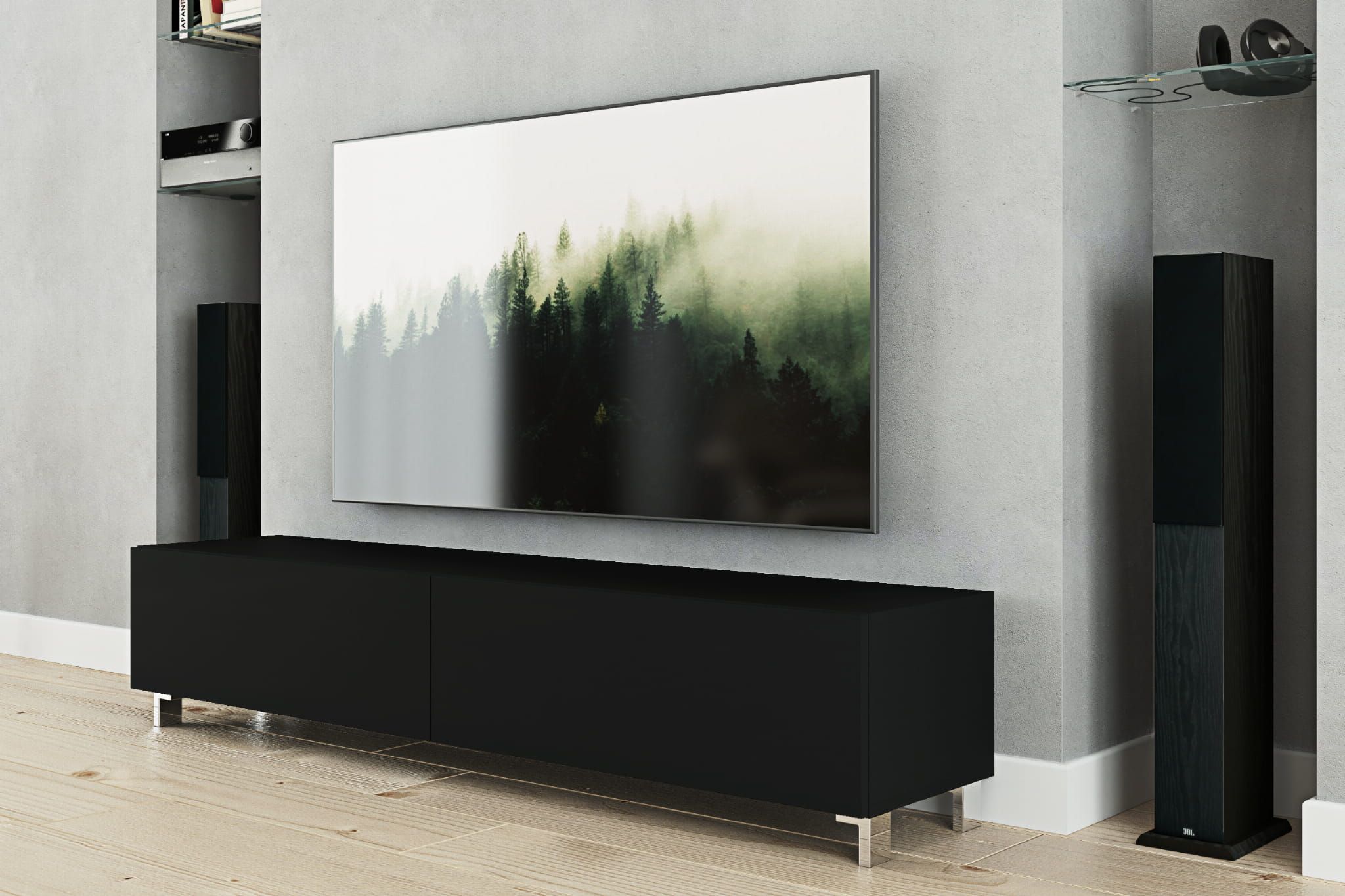 4HouseDesign Szafka RTV Venezia Czarna Matowa 160