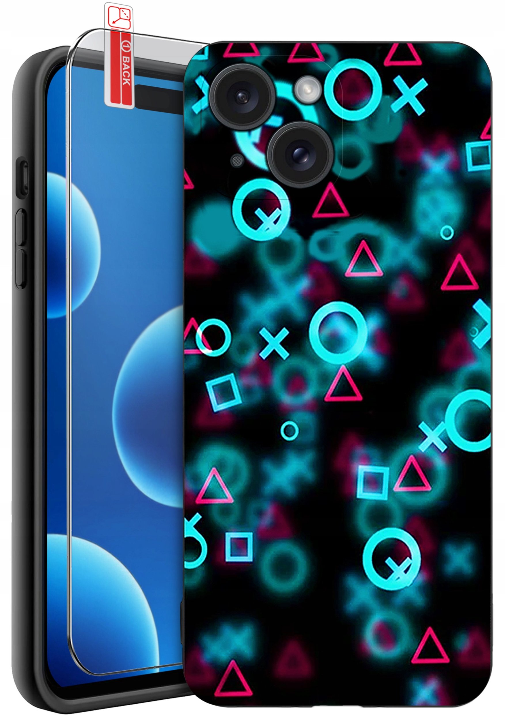 ETUI do iPhone 15 | WZORY | SILIKONOWE MATT CASE + SZKŁO 9H