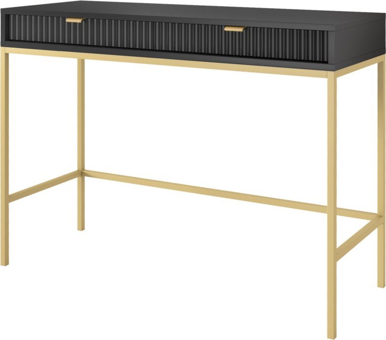 Ravio Toaletka z szufladami Kioto w kolorze czarnym i złotymi nóżkami