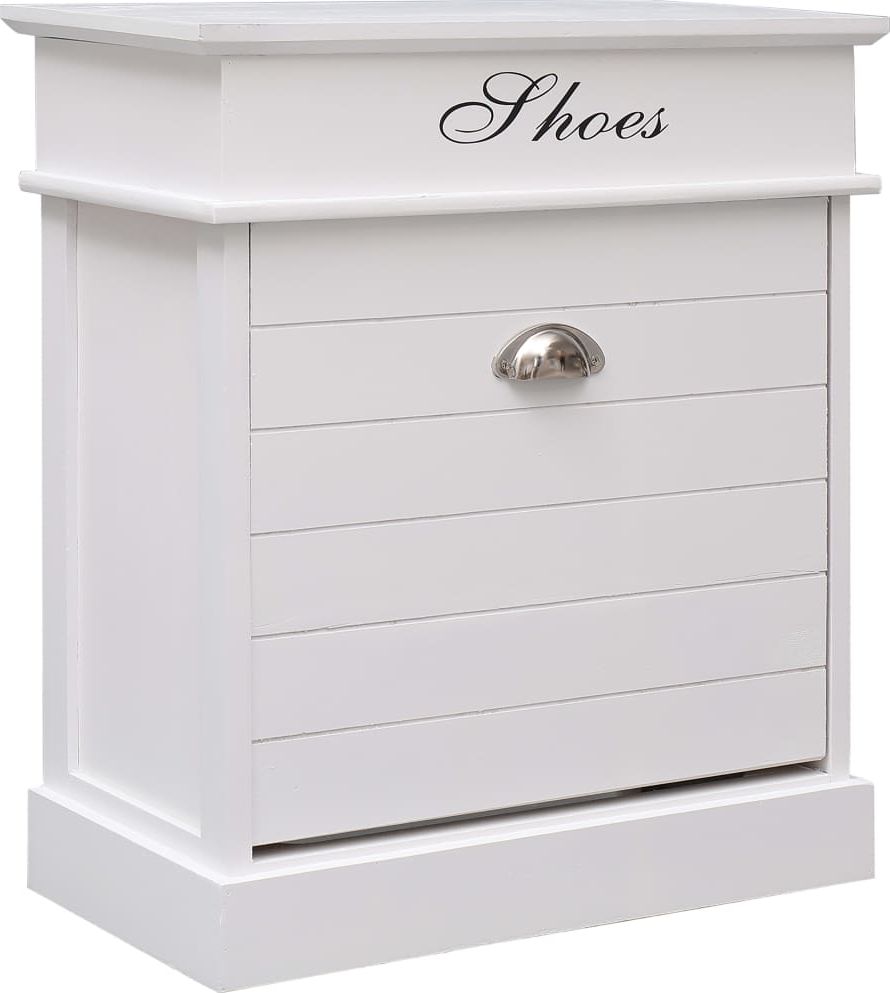 vidaXL Szafka na buty, biała, 50 x 28 x 58 cm, drewno paulownia