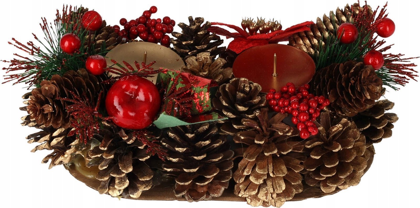 Home Styling Collection Świecznik z szyszek, świąteczna dekoracja, na 2 świeczki