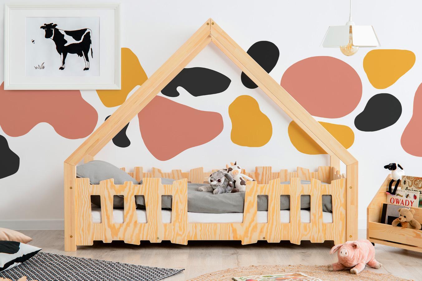 Elior Skandynawskie łóżko domek z barierką - Torux 80x140cm