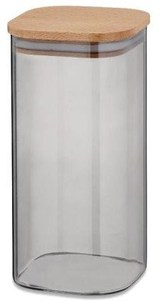 Kela Pojemnik kuchenny Nea, szkło borokrzemowe/drewno bukowe, 10 x 10 x 20 cm, 1,5 l