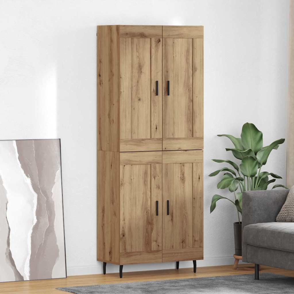 vidaXL Highboard 2 pcs Dąb rzemieślniczy Drewno inżynieryjne i szkło