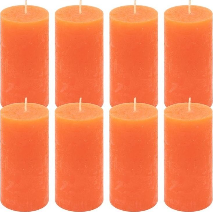 Zestaw świec rustykalnych, 10 cm, 5 cm, pomarańczowe 8 szt