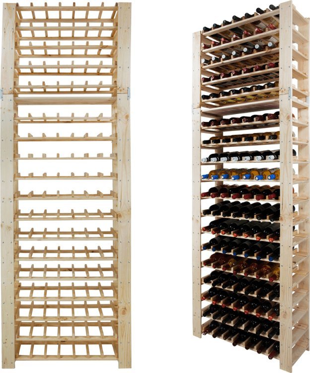Wamar-Sosenka MAXI Regał Drewniany na 126 butelek 230x80x30 cm Surowy Drewno sosnowe Naturalny RW-51K-4 / Wamar-Sosenka