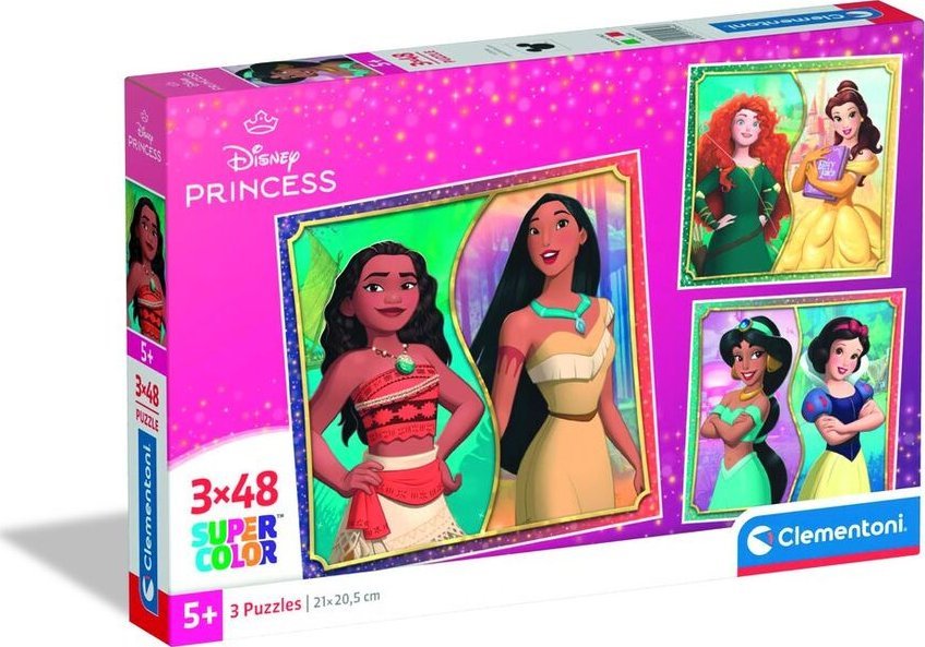 Clementoni Puzzle SuperColor Disney Princess 3x48 elementów (25064)