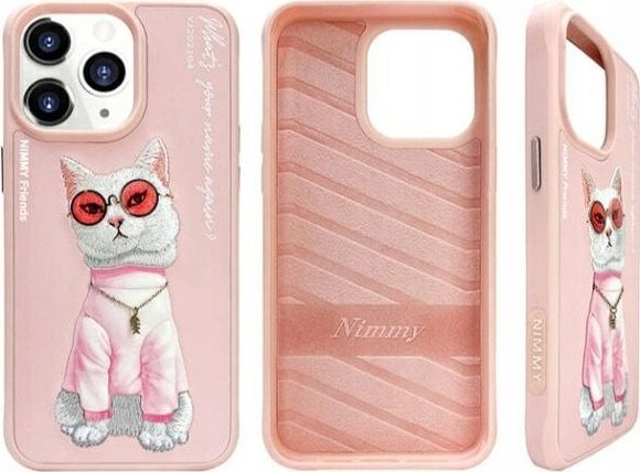 Nimmy iPhone 15 Pro Max 6.7" case pink/pink Glasses Cool Cat