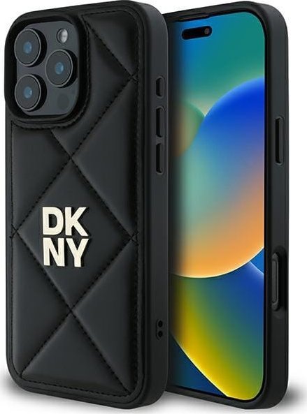 DKNY DKNY DKHCP16LPQDSLK iPhone 16 Pro 6.3" czarny/black Quilted Stack Logo