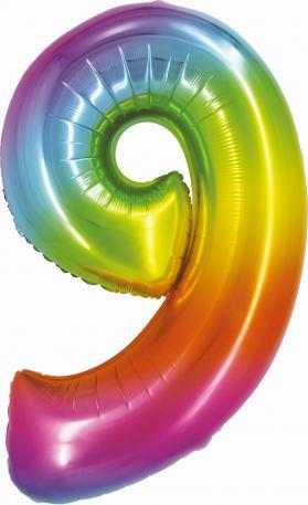 GoDan Balon foliowy Smart Cyfra 9 tęczowa 76cm CH-STC9