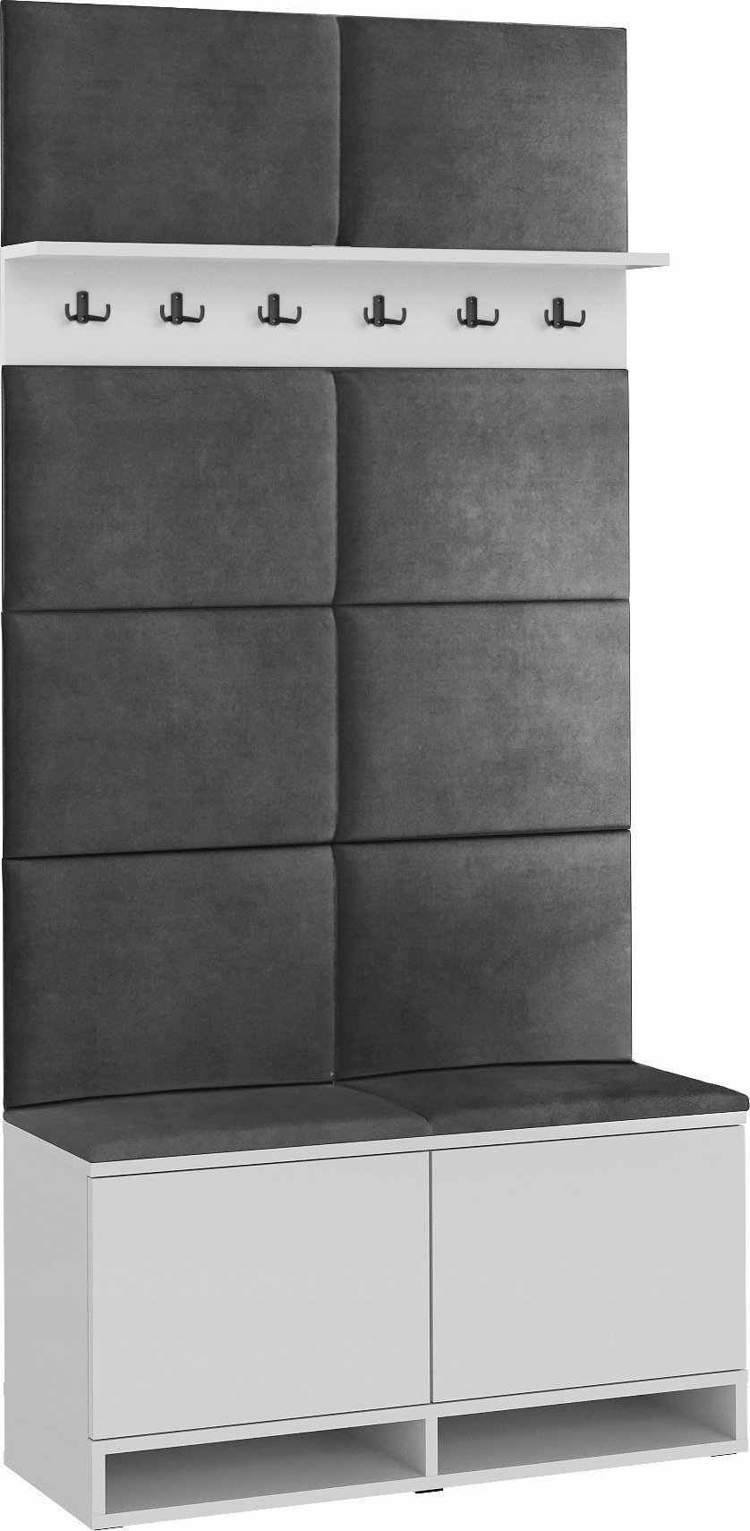 MartigoPlus Szafka buty siedzisko biała KANSAS panele wieszak