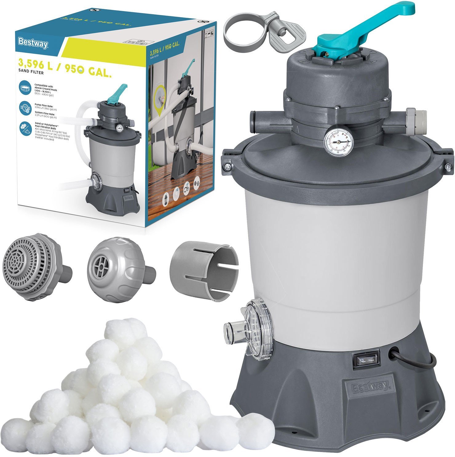 Bestway Pompa piaskowa do basenów + kulki filtracyjne 3596l/h Bestway 58515