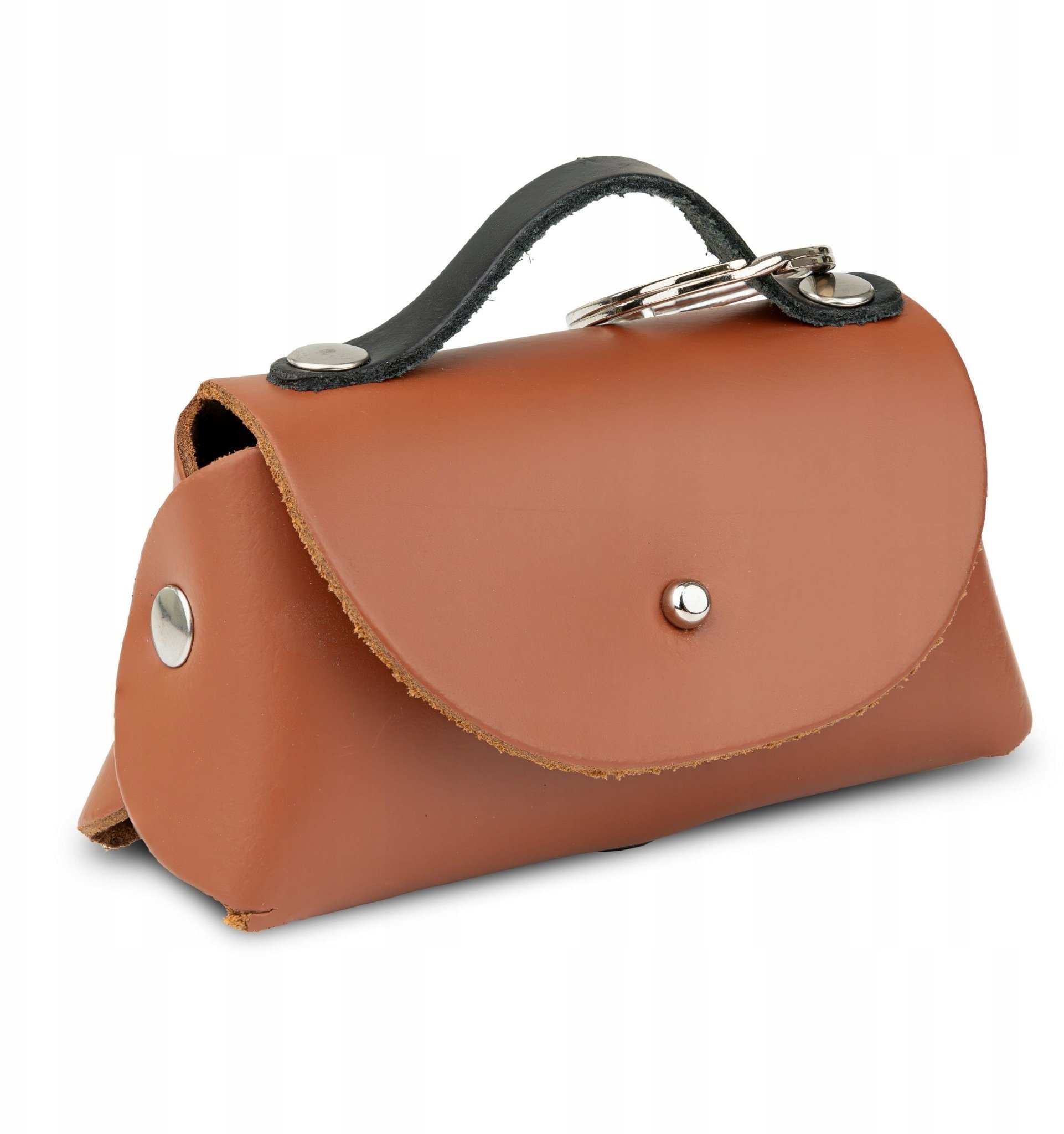 Torebka skórzana do woreczków na odchody, koniak