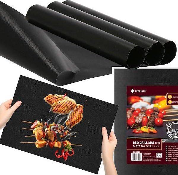 Springos Mata teflonowa do grilla i piekarnika 40x33 cm 3 szt. tacka do pieczenia UNIWERSALNY