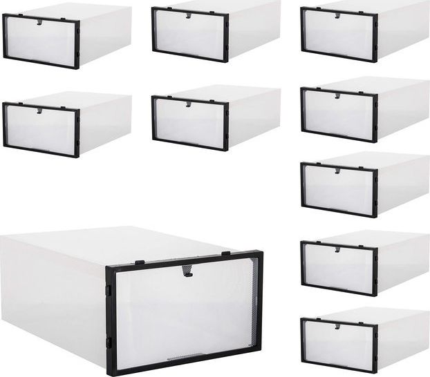 Springos Pudełko na buty z otwieraną klapą 34x23x13,5 cm organizer na obuwie zestaw 10 szt. UNIWERSALNY