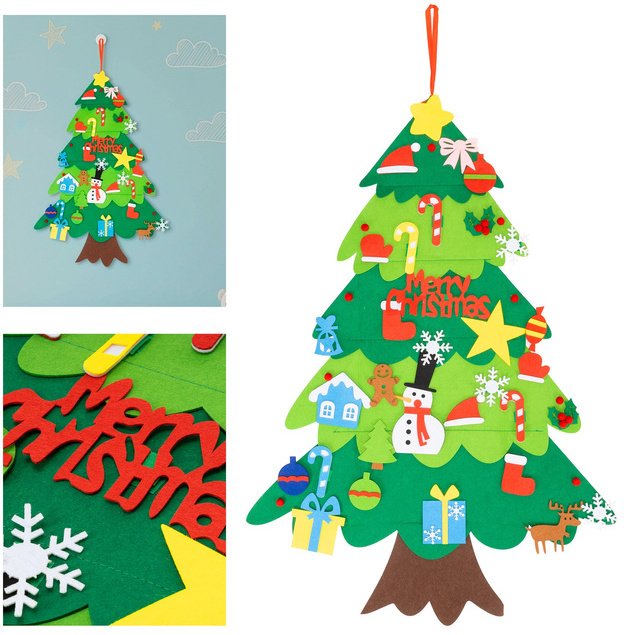 Ozdoba świąteczna, Choinka z filcu 31 zawieszek 95 cm multikolor UNIWERSALNY