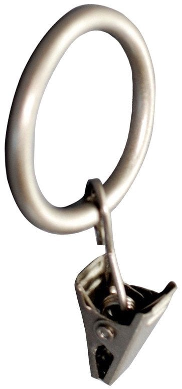CURTAIN RINGS W CUR CLIPS SILV D19 10UNI
