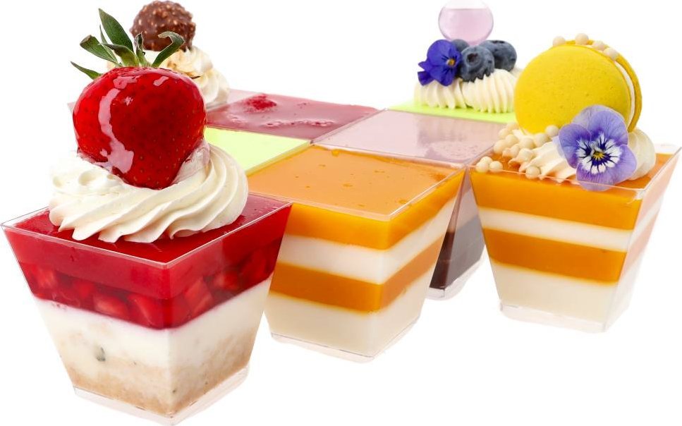 PUCHARKI do deserów finger food POJEMNIKI na deserki piramida 25szt 210ml