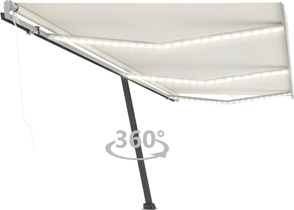vidaXL Automatycznie zwijana markiza, LED i czujnik wiatru, 600x300 cm