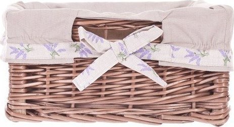 WickerPL Wiklinowy Kosz na Regał Skrzynka z Wikliny Obszyta Tkaniną 30x30 H15 cm