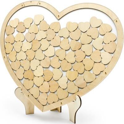 Party Deco Księga gości drewniana, Serce, 44x37,5 cm uniwersalny