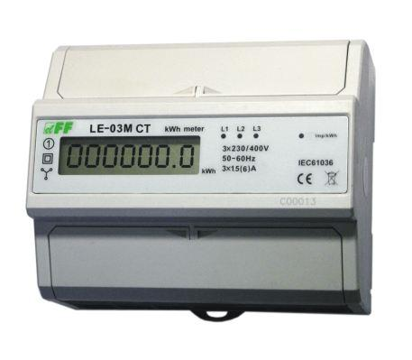 F&F Licznik energii elektrycznej trójfazowy z programowalną przekładnią RS-485 MODBUS LCD kl.1 LE-03M-CT