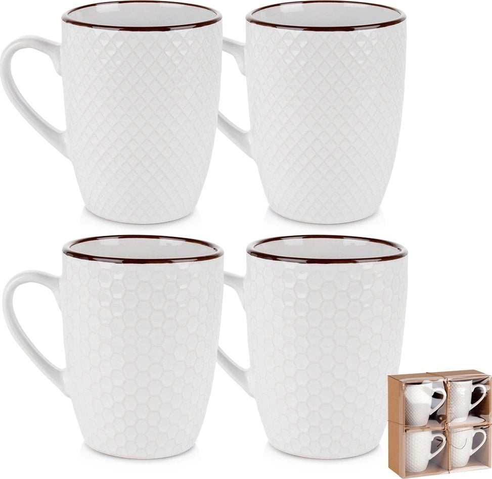 Kubki ceramiczne białe 400 ml 4 szt.
