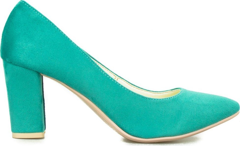 Optimo Czółenka na słupku w szpic zamszowe zielone miętowe Optimo-40