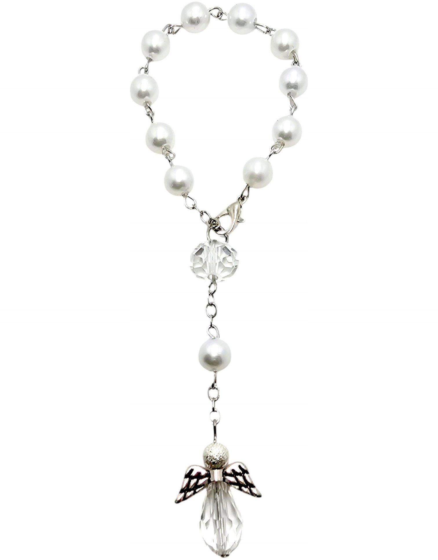 Różaniec 10-tka różańca biała Aniołek