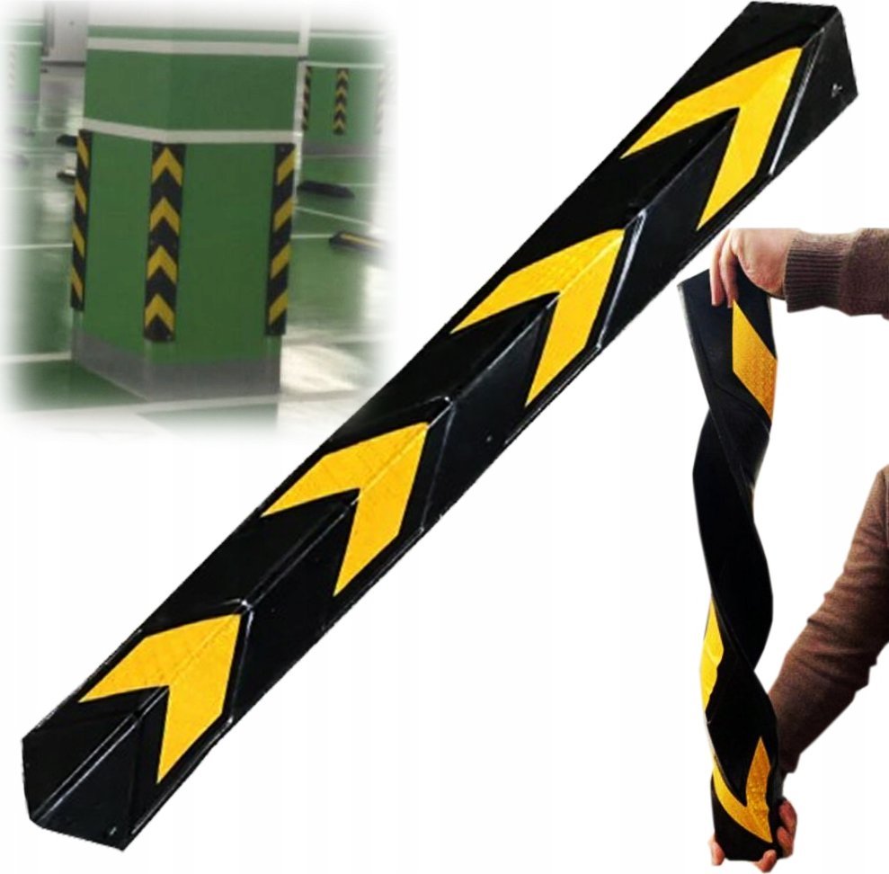 NAROŻNIK OCHRONNY 80 CM PARKINGOWY KRAWĘDŹ ODBOJNIK ODBLASK GUMOWY ŻÓŁTY