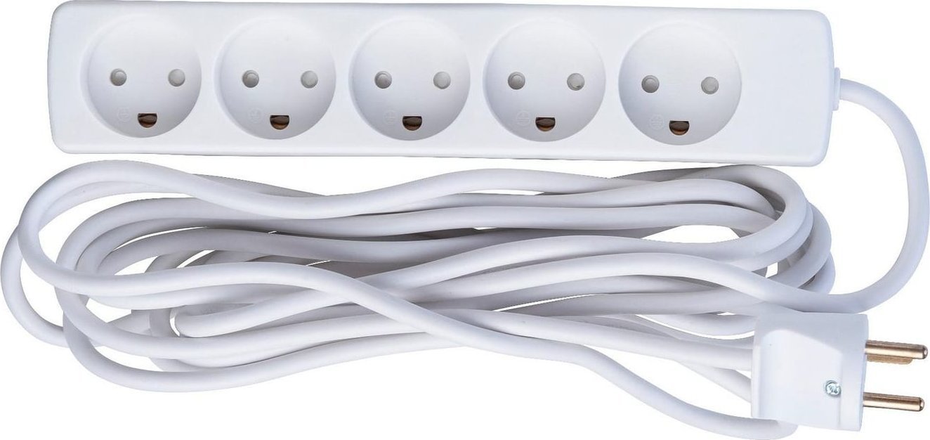 Kabel zasilający MicroConnect Microconnect GRU0055WDK rozgałęziacz 5 m 5 x gniazdo sieciowe Wewnętrzna Biały