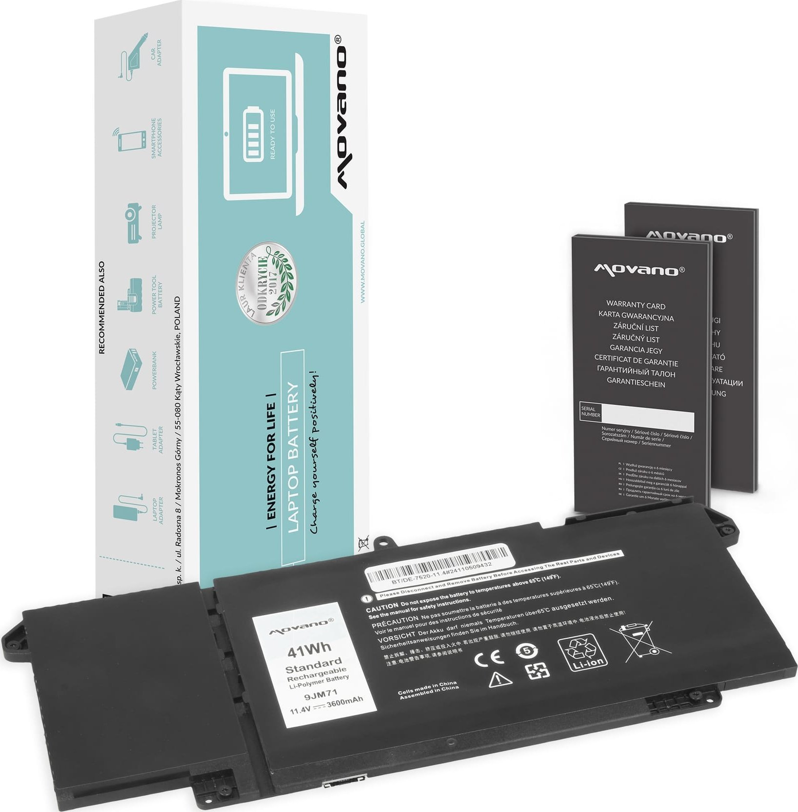 Bateria Movano do Dell Latitude 5320, 7320, 7520 - 11.4V