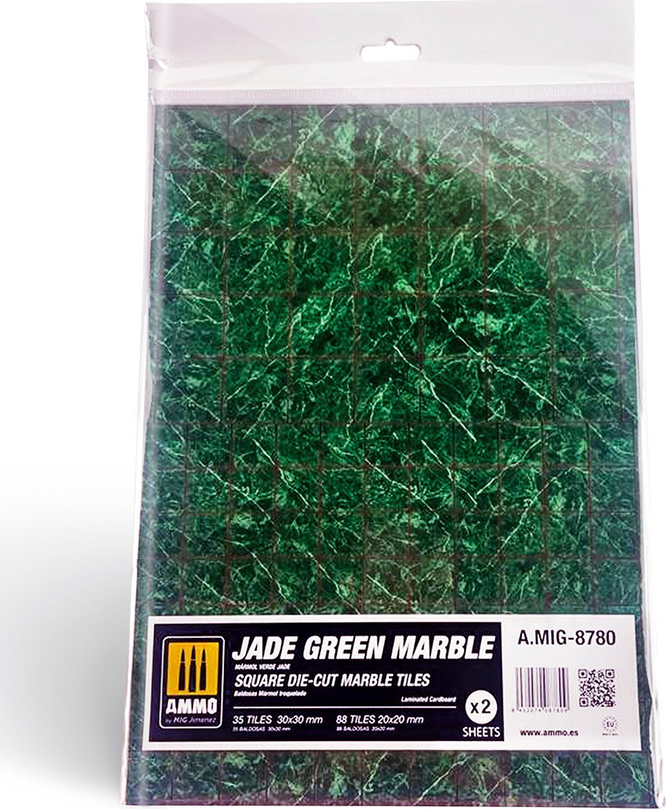 Vallejo Ammo: Jade Green Marble - Square Die-Cut Marble Tiles (2)