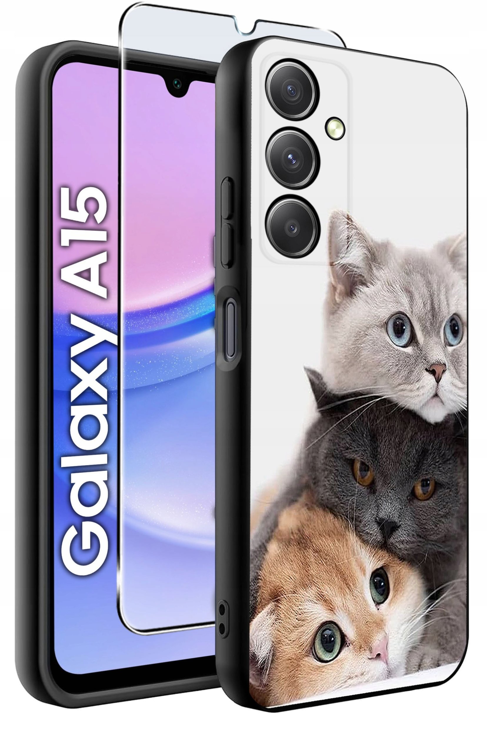 ETUI do Samsung A15 4G | 15 5G WZORY | SILIKONOWE MATT CASE + SZKŁO 9H