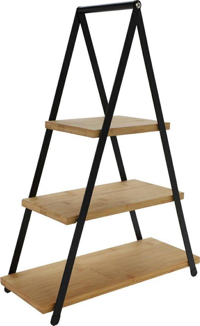 Excellent Houseware Patera na ciasto owoce DREWNIANA piętrowa TRÓJKĄT