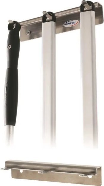 GI.METAL Wall rack in raw aluminium, 3 places