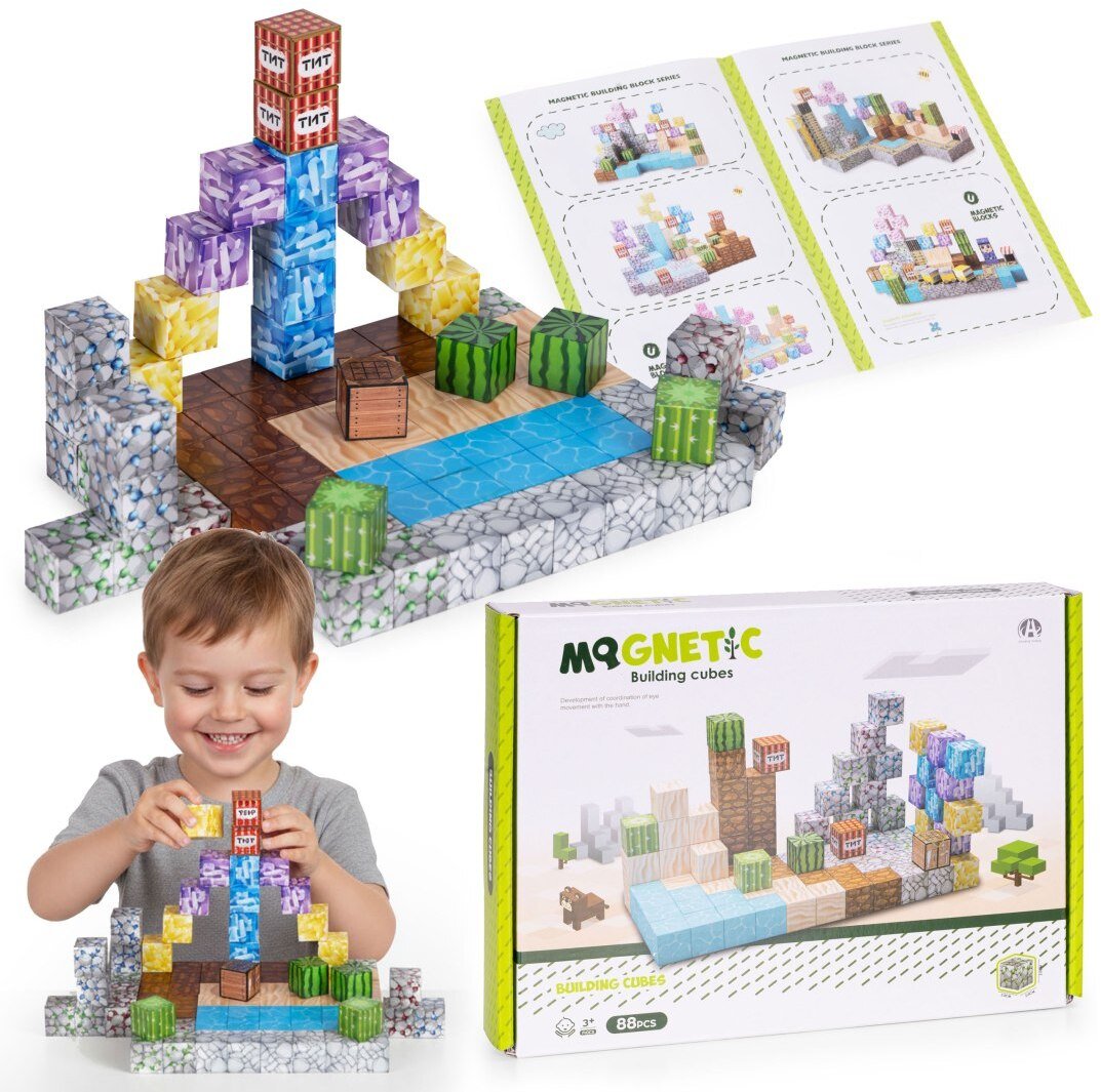 Klocki magnetyczne konstrukcyjne dla dzieci zestaw 88 elementów EDUKAMP