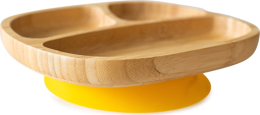 ECO RASCALS ECORASCALS* Miseczka trójdzielna Bambusowa żółta z przyssawką