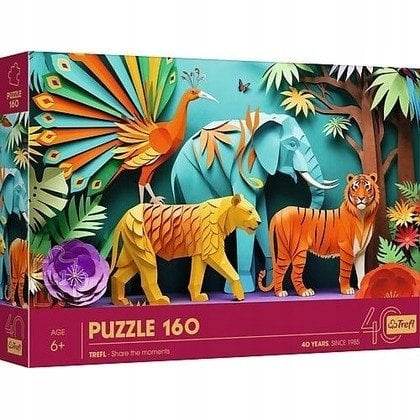 Trefl Puzzle z efektem 3D - 40-lecie Trefl - Dżungla 160 elementów (40051)