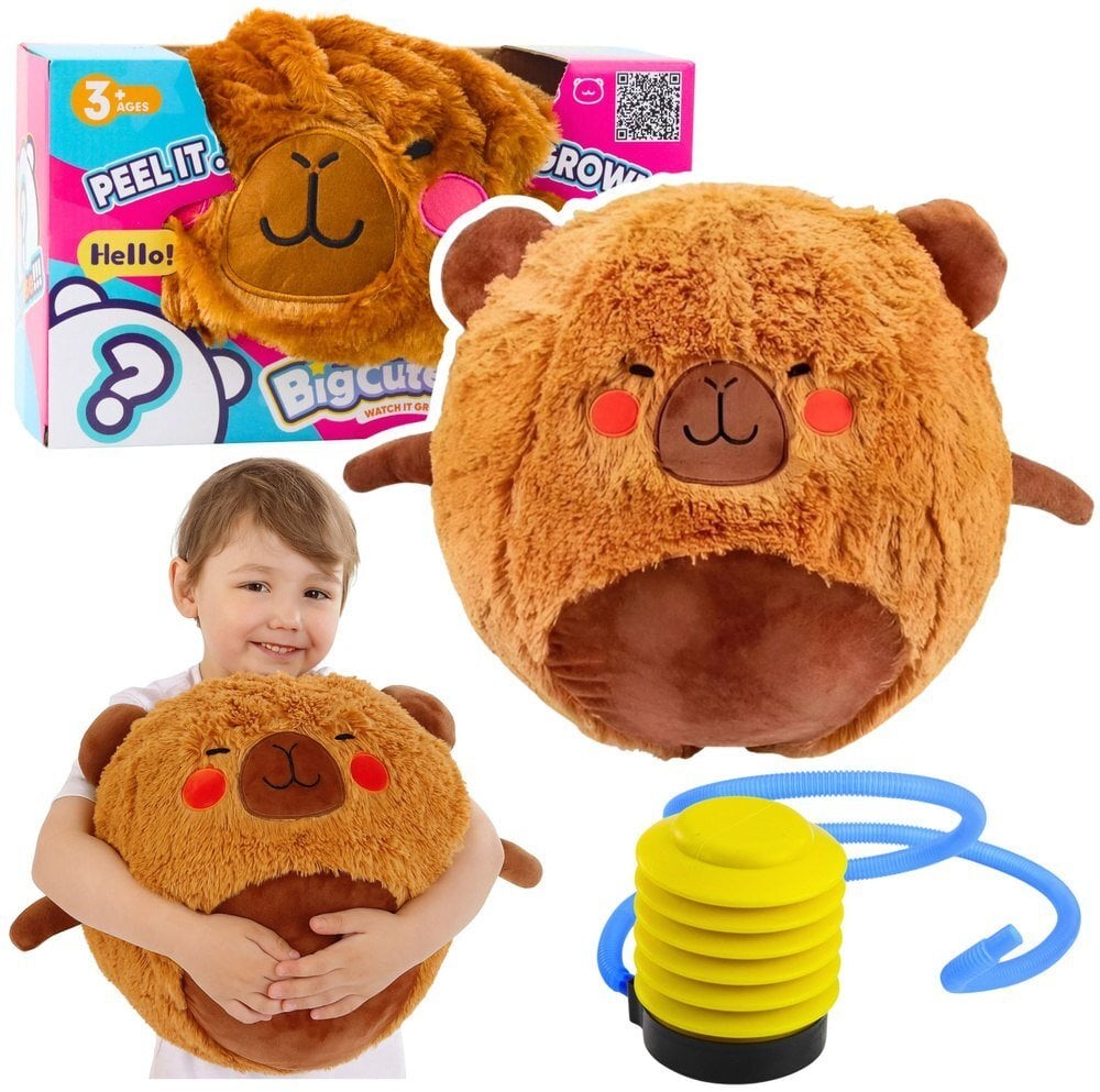 Piłka Do Skakania Rosnąca Pluszowa Kapibara Brązowa Pompka 50 cm