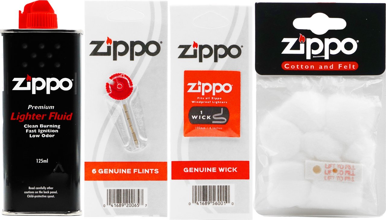 ZESTAW ZIPPO BENZYNA KAMIENIE KNOT WATA Z FILCEM Akcesoria