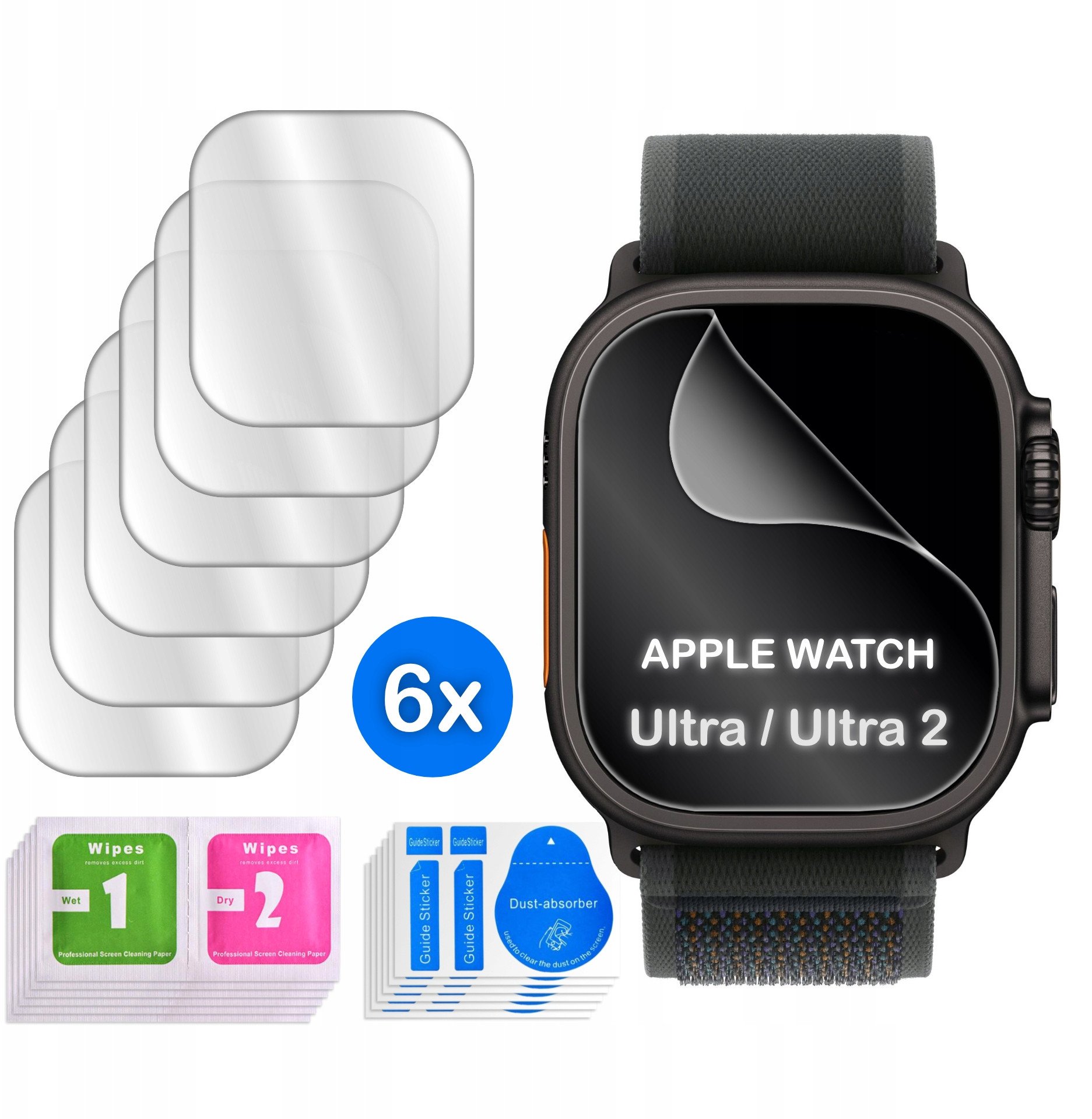 FOLIA do Apple Watch Ultra|Ultra 2 HYDROŻELOWA OCHRONNA na ekran 3D 6 sztuk