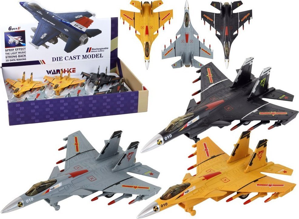 LeanToys Model Samolotu Z Napędem Frykcyjnym Siwy Czarny lub Żółty