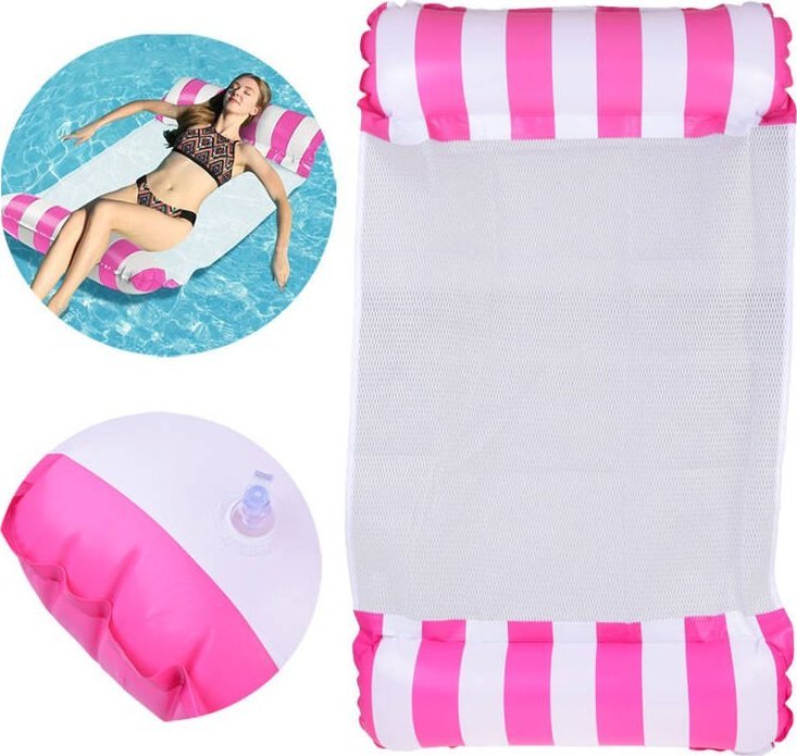Jokomisiada Dmuchany różowy Materac do pływania Hamak wodny na basen i plażę SP0758