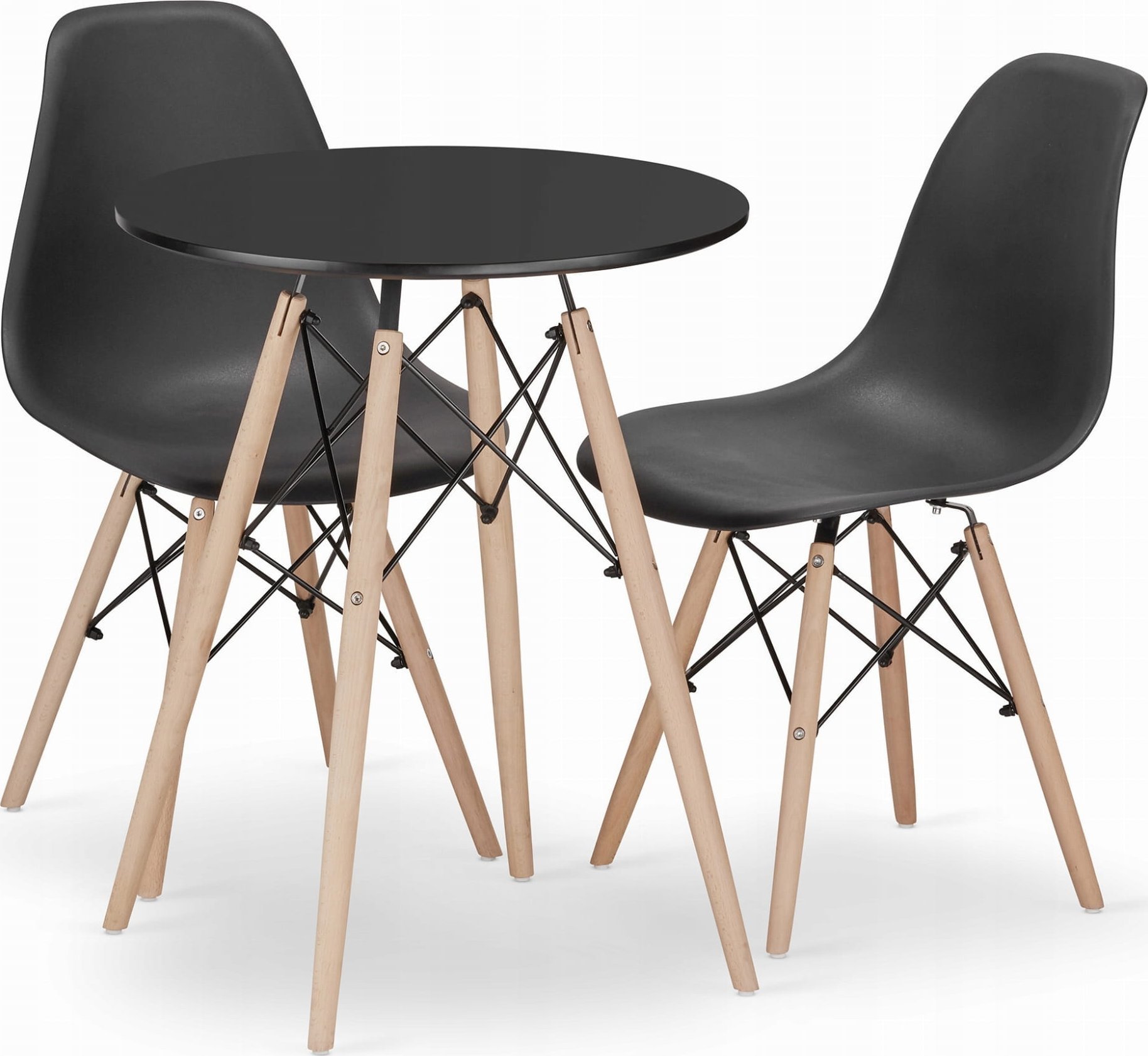 Leobert Zestaw stół okrągły TODI 60 czarny + 2 krzesła OSAKA czarne