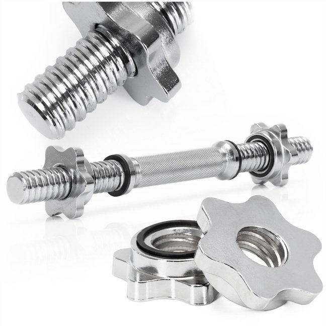 Gryf krótki 36 cm do hantli z zaciskami śr. 28 mm gwintowany, stal chromowana UNIWERSALNY