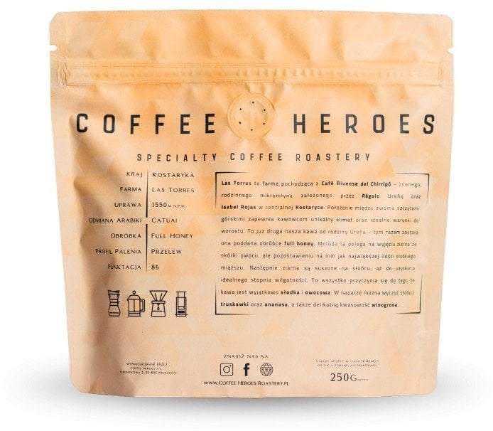 Kawa ziarnista Coffee Heroes Kostaryka Las Torres Filtr 250g