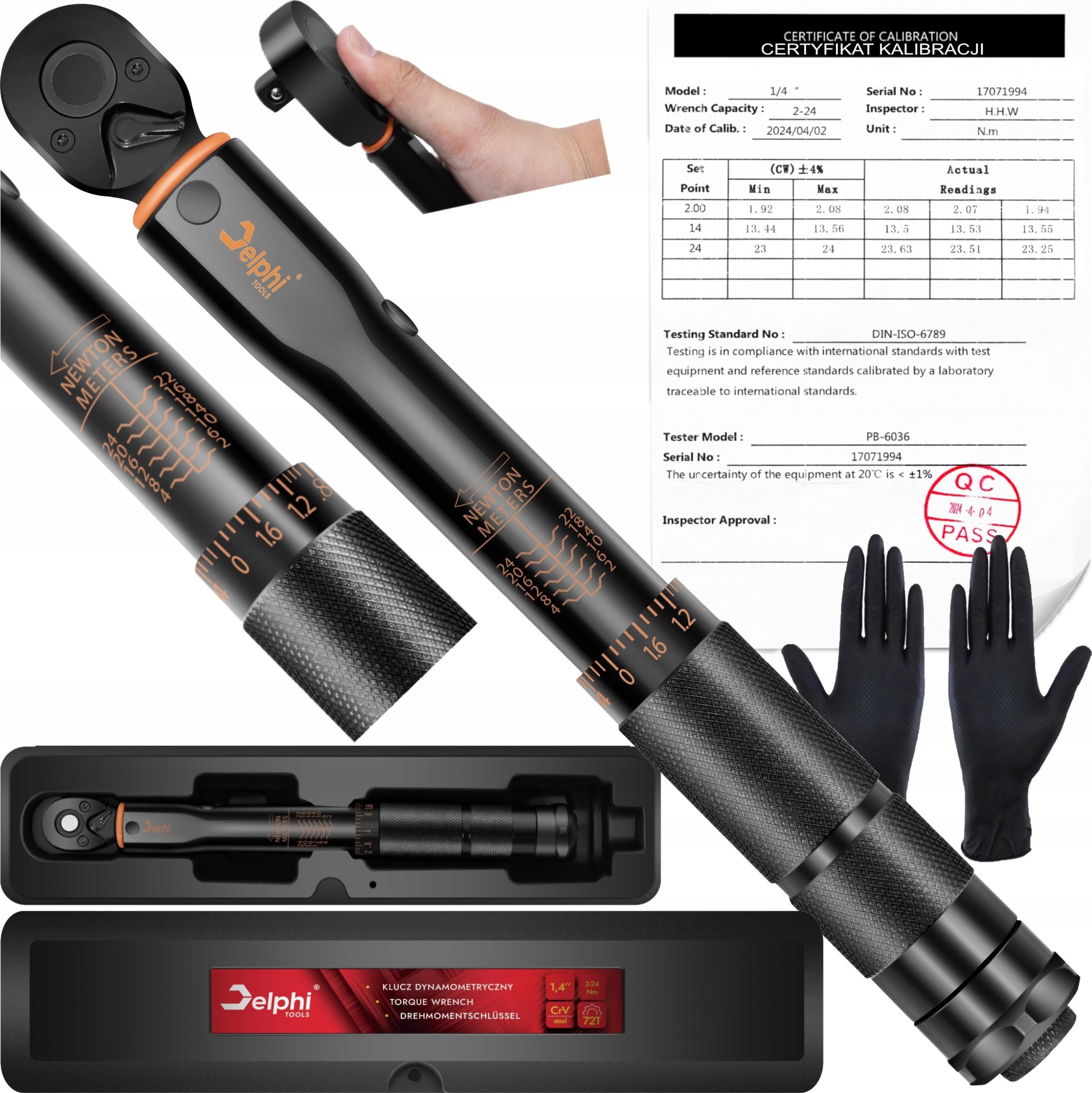 Delphi Tools KLUCZ DYNAMOMETRYCZNY 1/4 2-24Nm CrMO & CrV ROWEROWY CERTYFIKAT KALIBRACJI