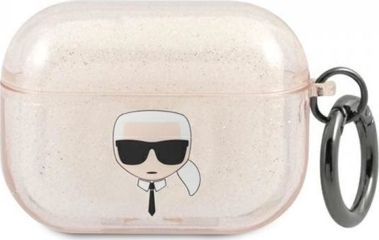 Karl Lagerfeld Etui ochronne Head Glitter do Airpods Pro złote