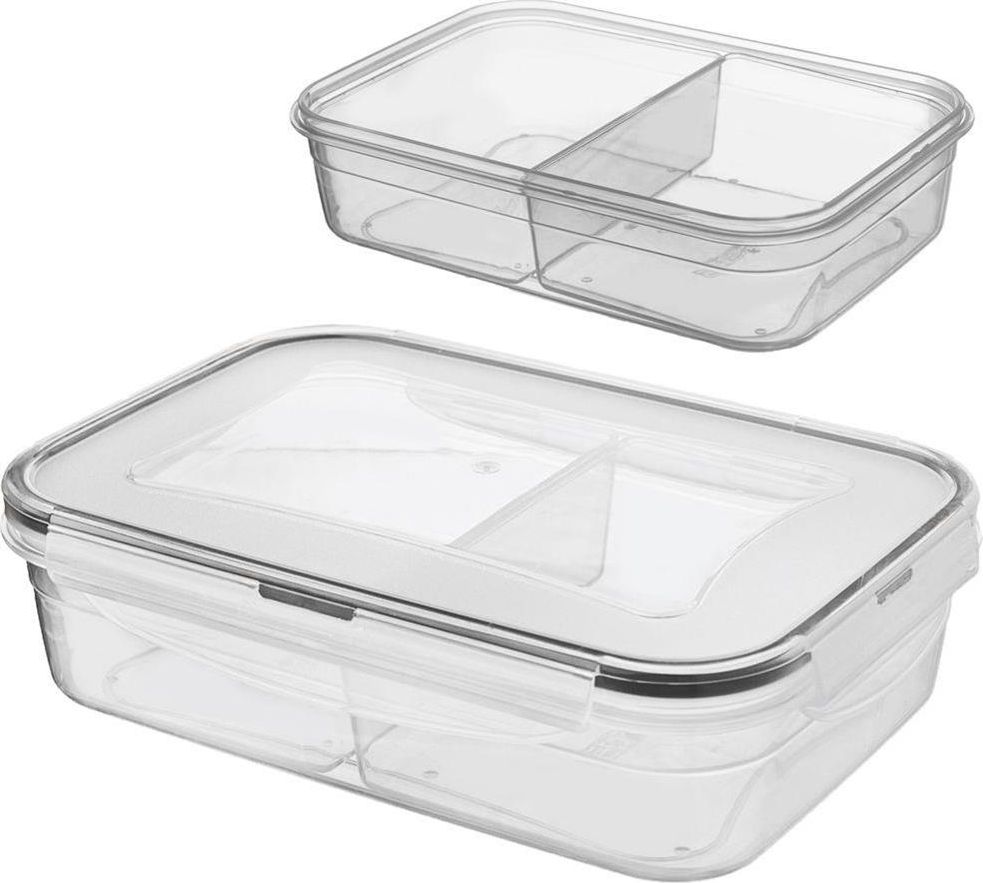 Orion Pojemnik na żywność dzielony z uszczelką szczelny z przegródkami 2 wkłady lunchbox 1 l